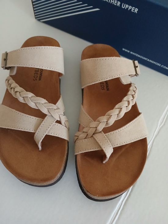 White Mountain Shoes - White Mountain Size 8 Women's Taupe Braided Strap Sandals $40